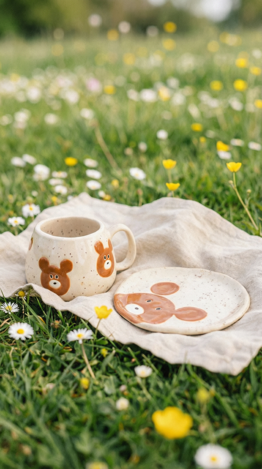 Bear Bear Speckled . Mug&Plate SET